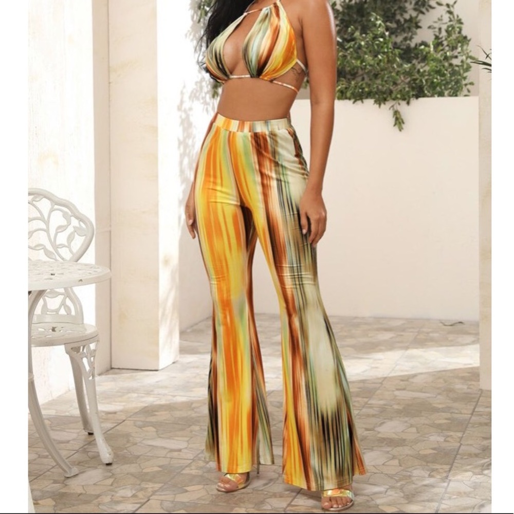 Colorful Striped Pant Set
